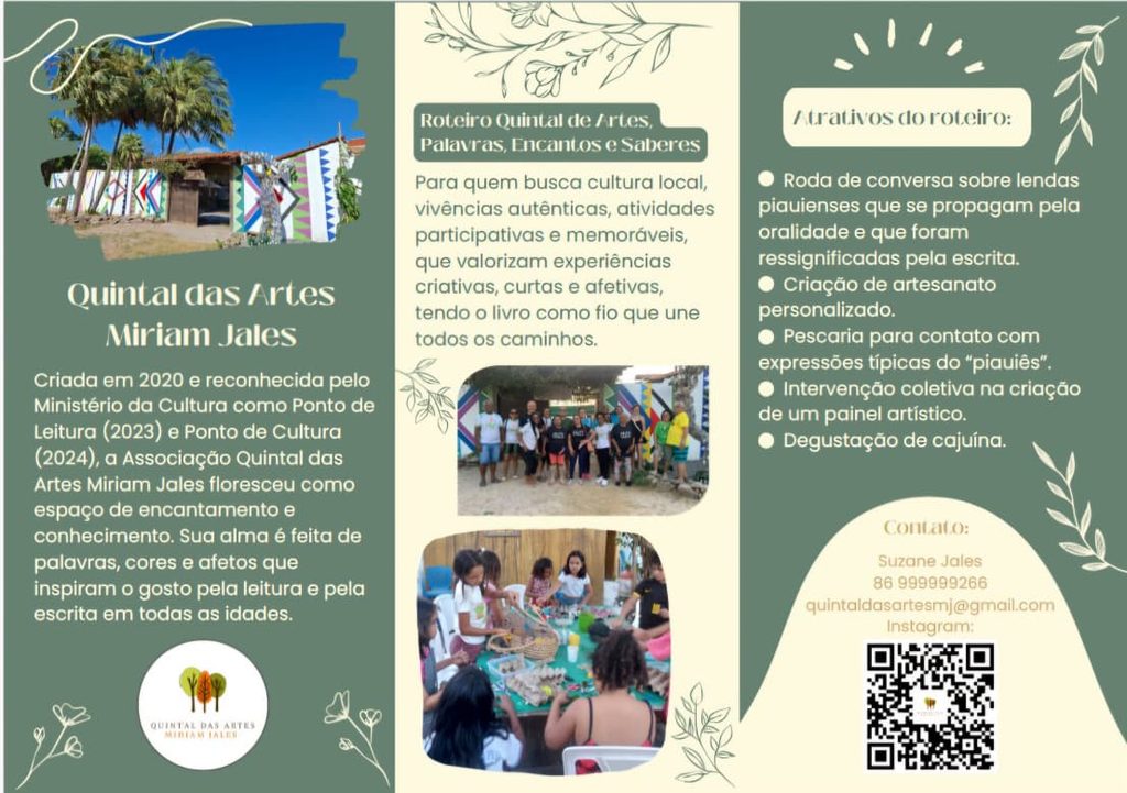 Folder do Roteiro Turístico Quintal das Artes, Palavras, Encantos e Saberes - Parte 1 
